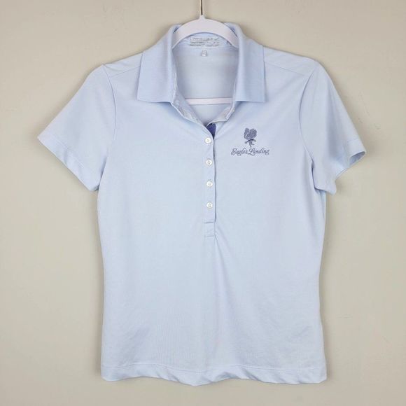 Nike Tops - Nike Golf Fit Dry Light Blue Short Sleeves Button Up Stretchy Logo Polo Shirt S